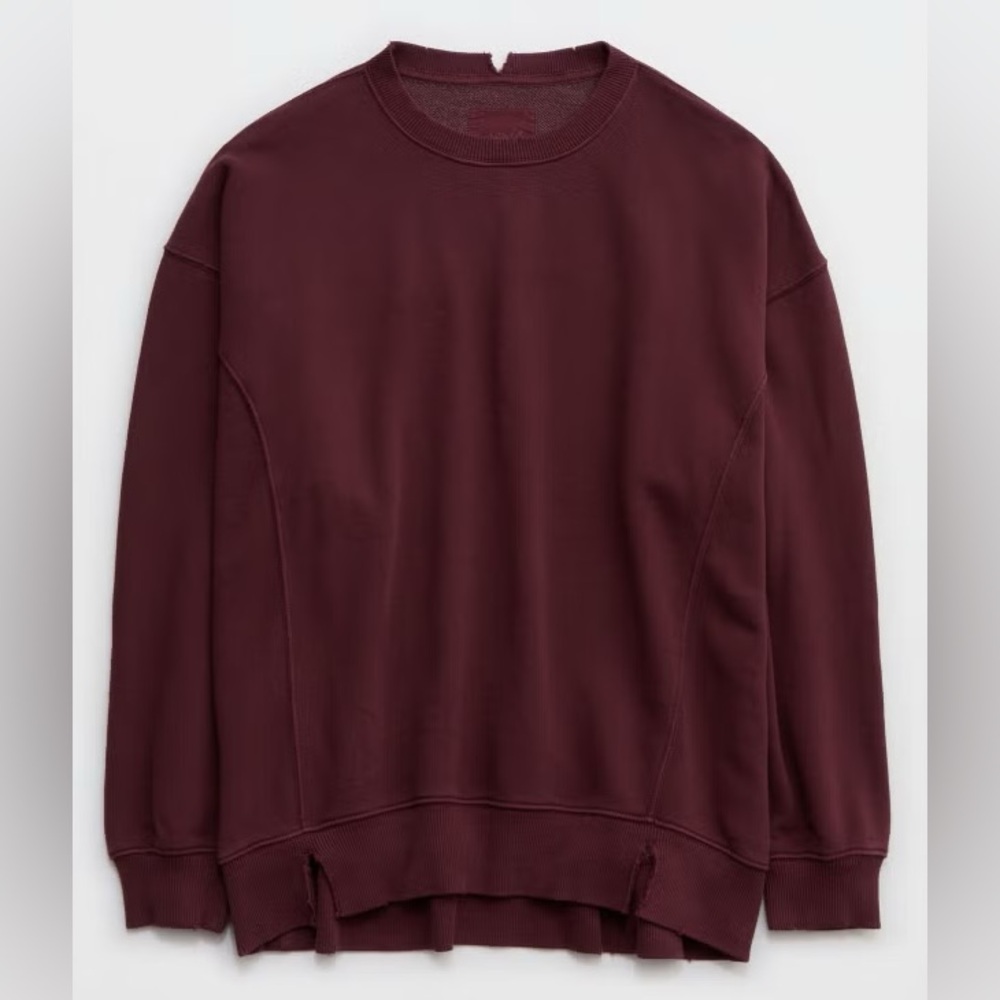 aerie Oversized Maroon/Brown Pullover Sweatshirt - Picture 3 of 6